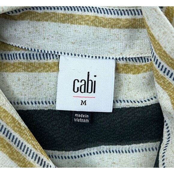 Cabi Style 4339 Caliber Blouse Sheer Ivory Gold DK Gray Pattern Size Medium - Picture 7 of 8